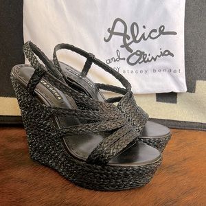 Alice and Olivia Braided Wedge Espadrille Sandals